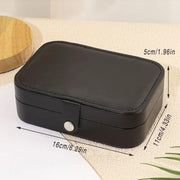 Black Travel Portable Jewelry Box Minimalist Jewelry Organizer Storage Case V528-CASKET-BLACK-258741