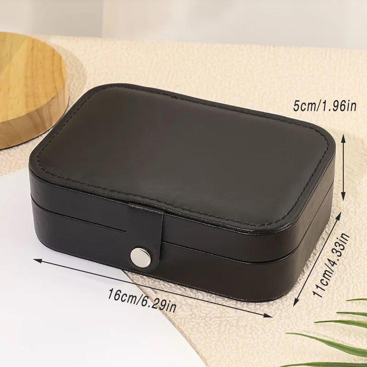 Black Travel Portable Jewelry Box Minimalist Jewelry Organizer Storage Case V528-CASKET-BLACK-258741