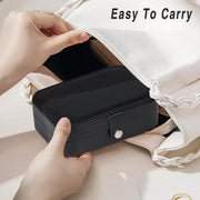 Black Travel Portable Jewelry Box Minimalist Jewelry Organizer Storage Case V528-CASKET-BLACK-258741