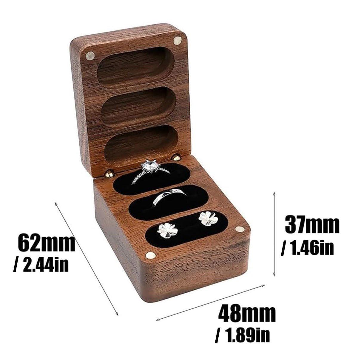 Wooden Ring Jewellery Box High Storage Box with Three Compartments for Rings V528-CASKET-BLACK-536254