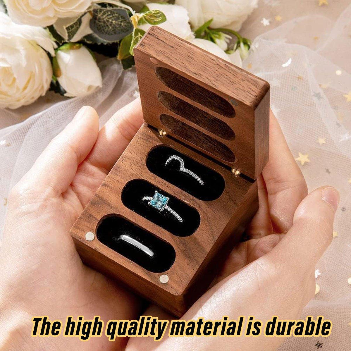 Wooden Ring Jewellery Box High Storage Box with Three Compartments for Rings V528-CASKET-BLACK-536254