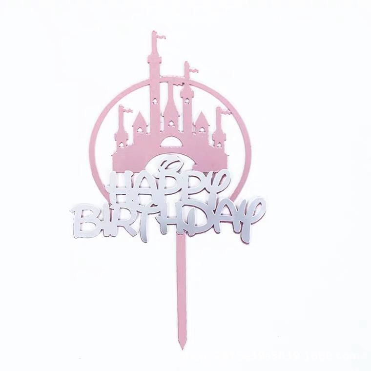 Up to 20pcs Princess Cake Topper Castle Cupcake Party Birthday Supplies Pink - 1pc V528-CASTLE-563422