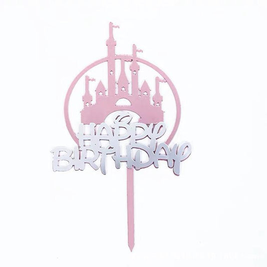 Up to 20pcs Princess Cake Topper Castle Cupcake Party Birthday Supplies Pink - 1pc V528-CASTLE-563422