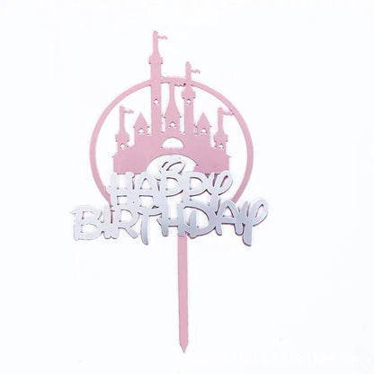 Up to 20pcs Princess Cake Topper Castle Cupcake Party Birthday Supplies Pink - 1pc V528-CASTLE-563422