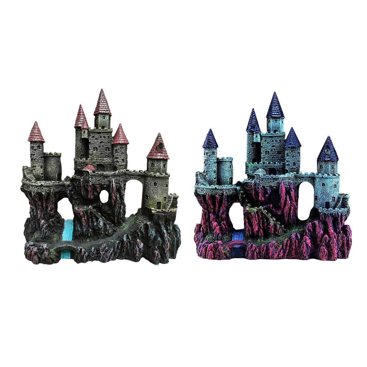 Aquarium Castle Ornament Fish Tank Decoration Medieval Style Resin Decor Home - B V528-CASTLE-RQ139B-291826