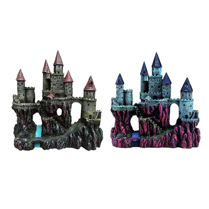 Aquarium Castle Ornament Fish Tank Decoration Medieval Style Resin Decor Home - B V528-CASTLE-RQ139B-291826