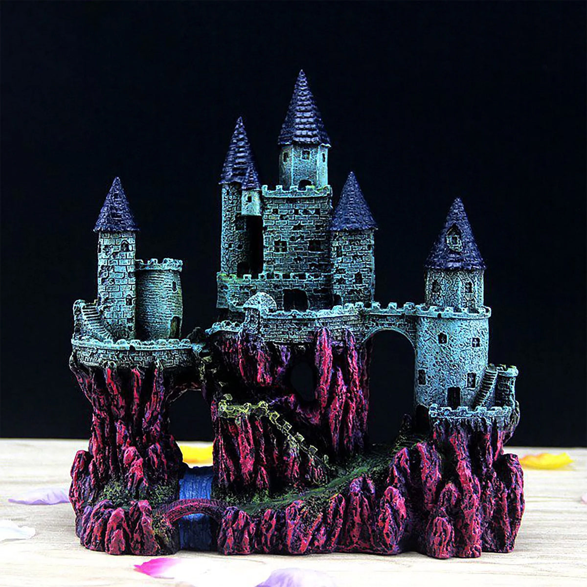 Aquarium Castle Ornament Fish Tank Decoration Medieval Style Resin Decor Home - B V528-CASTLE-RQ139B-291826