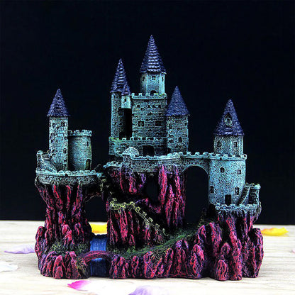 Aquarium Castle Ornament Fish Tank Decoration Medieval Style Resin Decor Home - B V528-CASTLE-RQ139B-291826