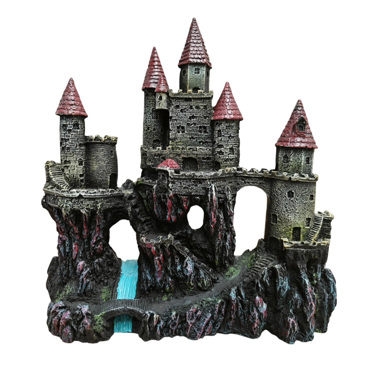 Aquarium Castle Ornament Fish Tank Decoration Medieval Style Resin Decor Home - B V528-CASTLE-RQ139B-291826
