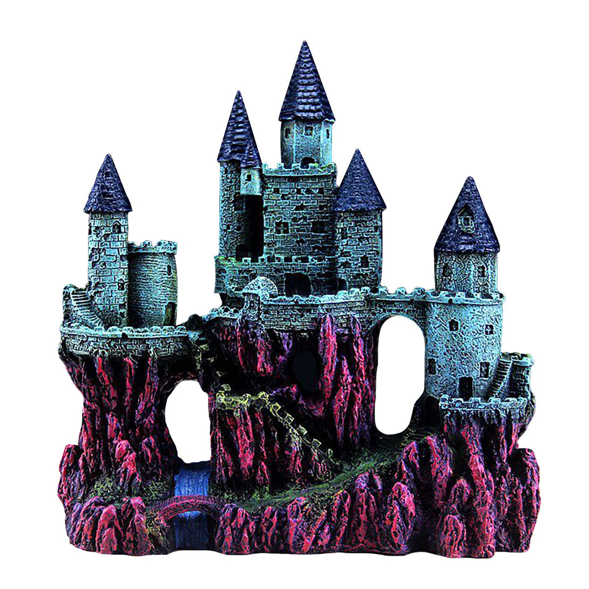 Aquarium Castle Ornament Fish Tank Decoration Medieval Style Resin Decor Home - B V528-CASTLE-RQ139B-291826
