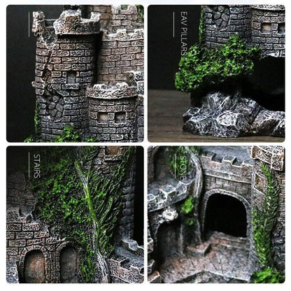 Aquarium Fish Tank Ornament Decor Landscape Ancient Castle Tower Hide Cave Resin V528-CASTLESCENERY-454172