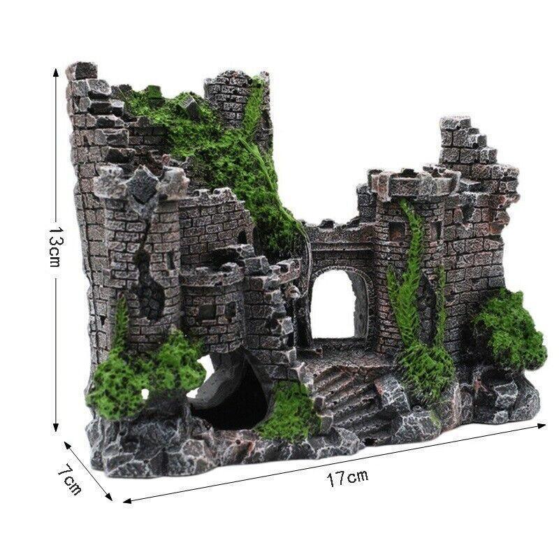Aquarium Fish Tank Ornament Decor Landscape Ancient Castle Tower Hide Cave Resin V528-CASTLESCENERY-454172