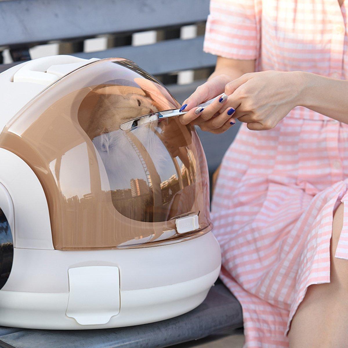 Portable Cat Carrier Space Capsule Large Capacity Aviation Travel Kitty Basket - Grey V528-CAT-CARRIER-GREY-737735