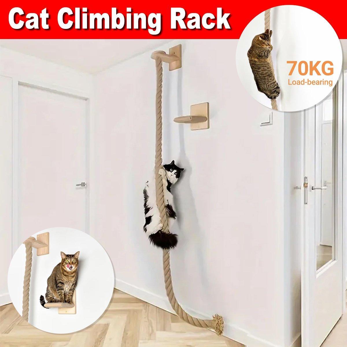 Cat Climbing Frame Rope Leash Jumping Platform for Cats Interactive Play Set V528-CAT-CLIMBER-15DK-491437