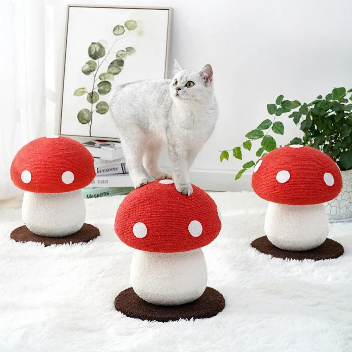 Red Mushroom Cat Climbing Frame Vertical Scratching Post Board Pet Furniture V528-CAT-CLIMBER-RED-491149