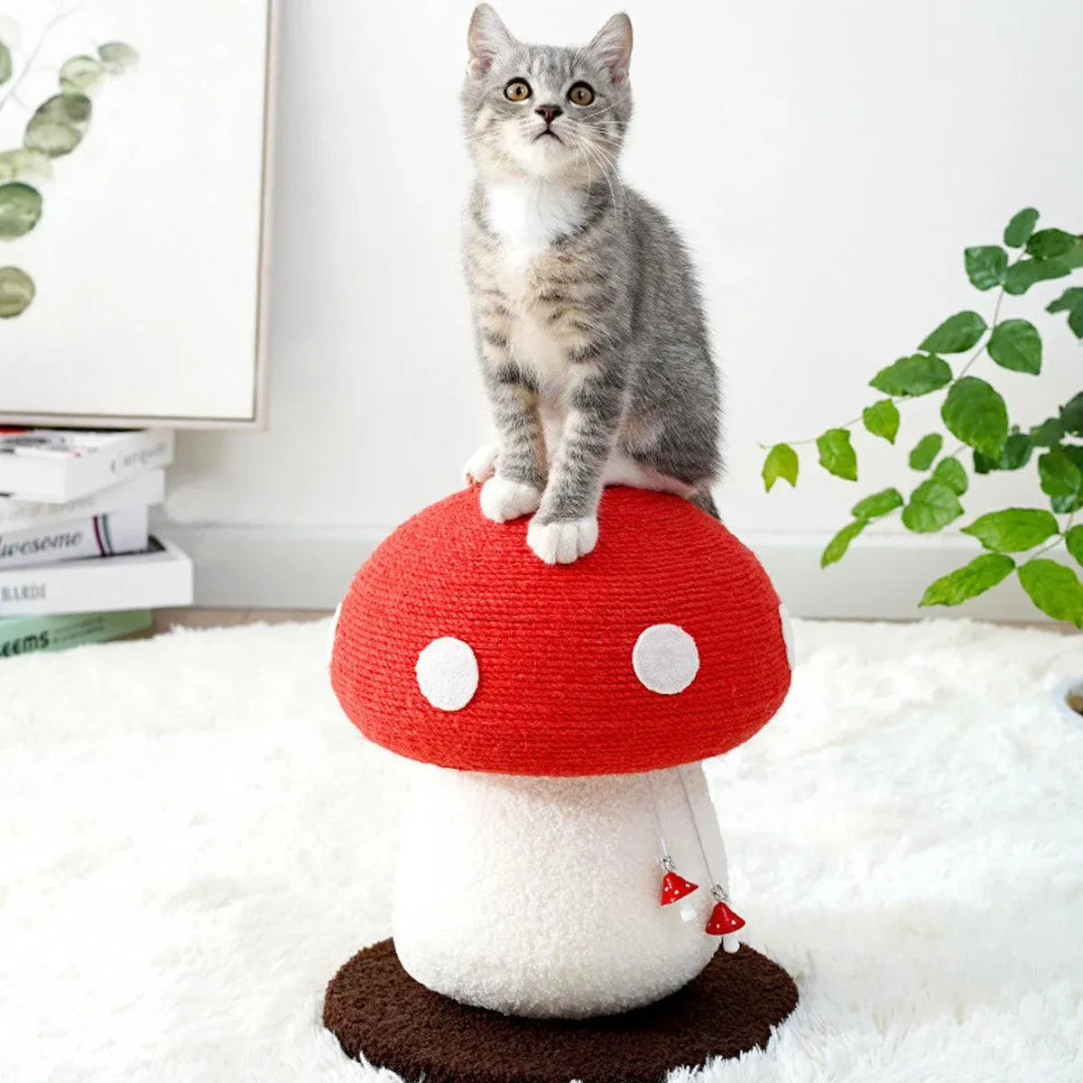Red Mushroom Cat Climbing Frame Vertical Scratching Post Board Pet Furniture V528-CAT-CLIMBER-RED-491149
