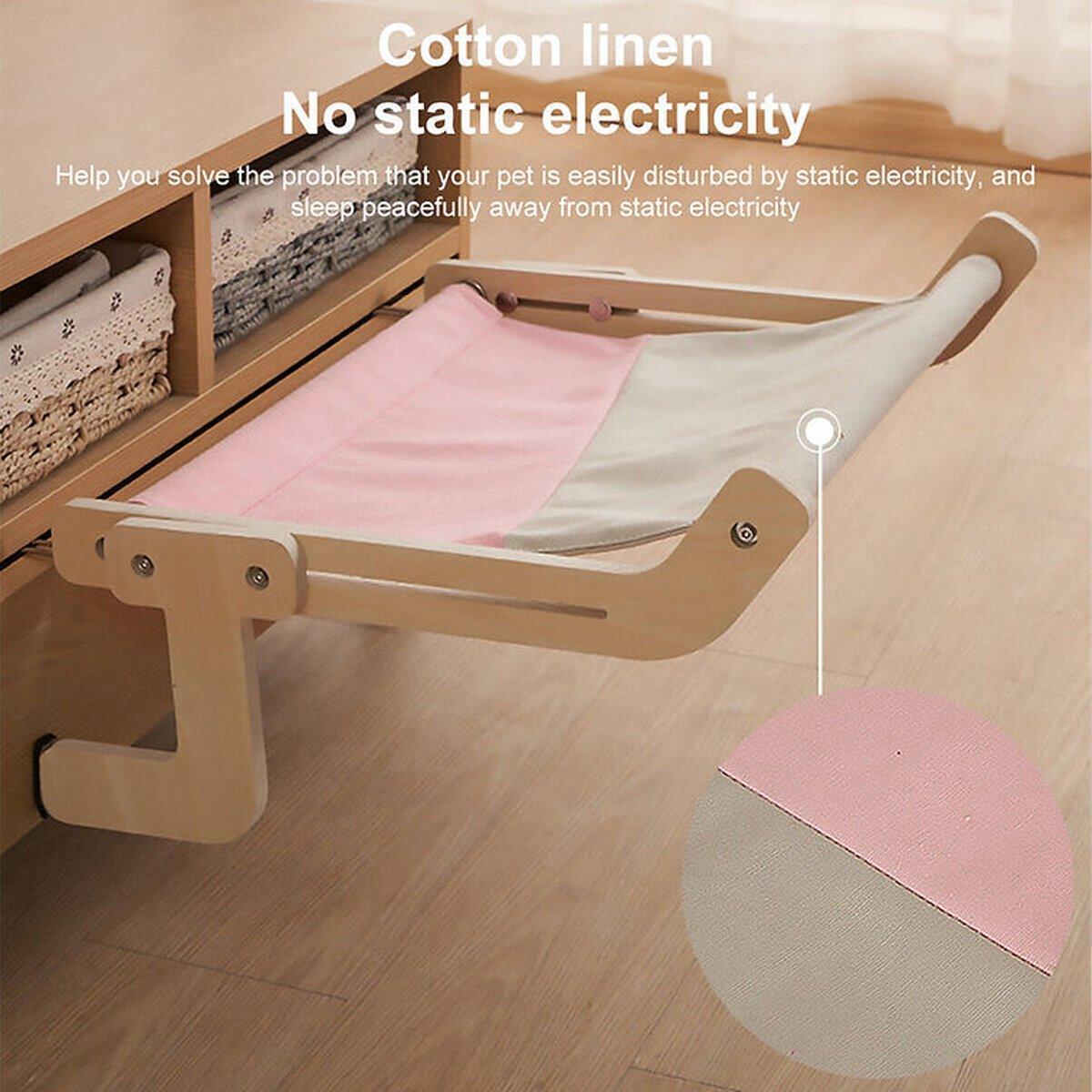 Window Hanging Cat Hammock Solid Wood Sun Bed Nest for All Seasons Durable - Grey+Pink V528-CAT-HAMMOCK-PINK-367577
