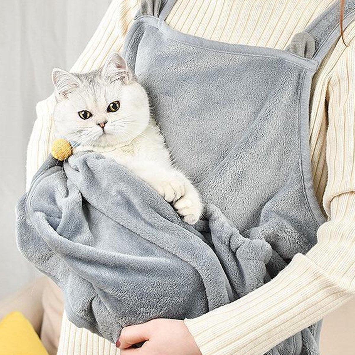 Non-stick Hair Cat Apron Kangaroo Style Pet Grooming Bib No-Hole Design V528-CAT-HANDLING-APRON-512563