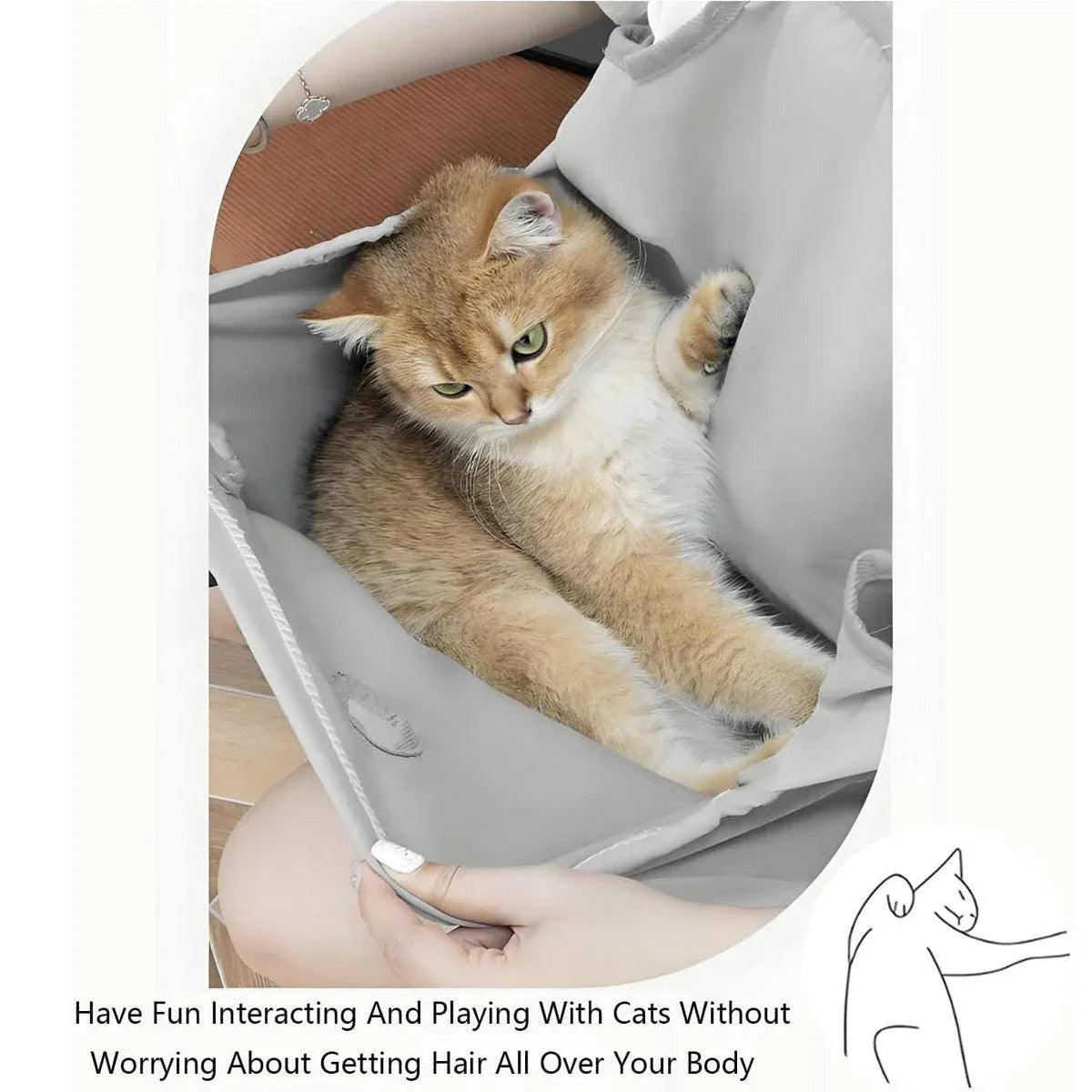 Cat Carrying Apron Non Stick Hair Kangaroo Pouch Pet Grooming Suit Portable V528-CAT-HANDLING-CLOTHING-441252