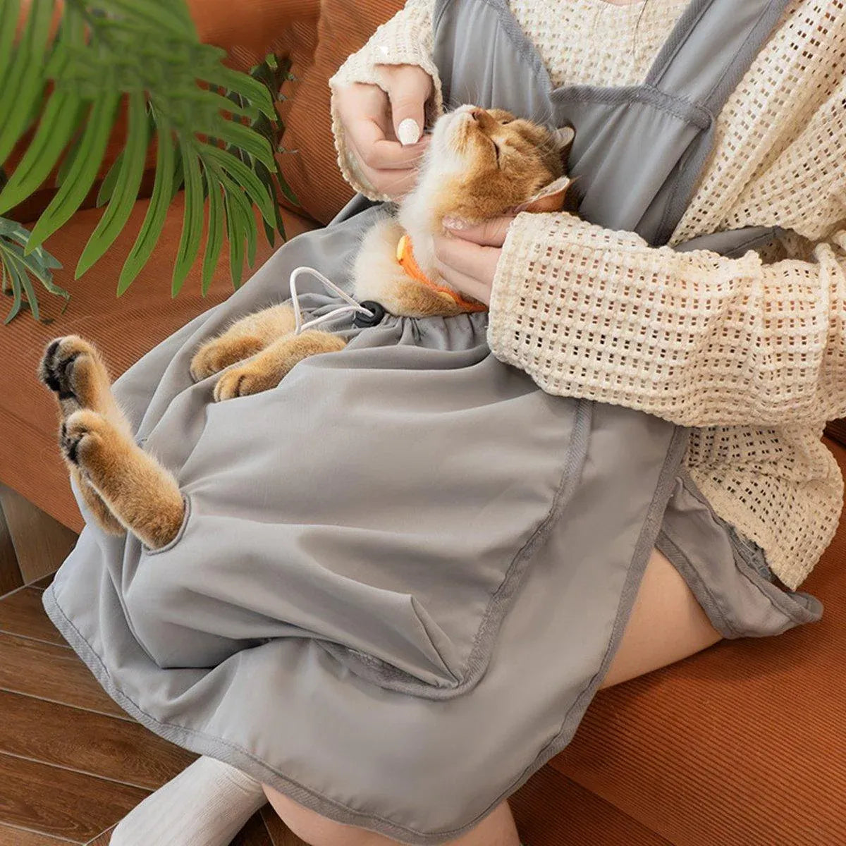 Cat Carrying Apron Non Stick Hair Kangaroo Pouch Pet Grooming Suit Portable V528-CAT-HANDLING-CLOTHING-441252