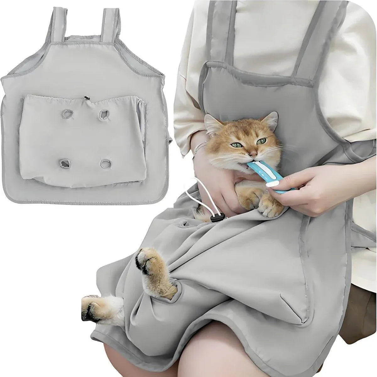 Cat Carrying Apron Non Stick Hair Kangaroo Pouch Pet Grooming Suit Portable V528-CAT-HANDLING-CLOTHING-441252