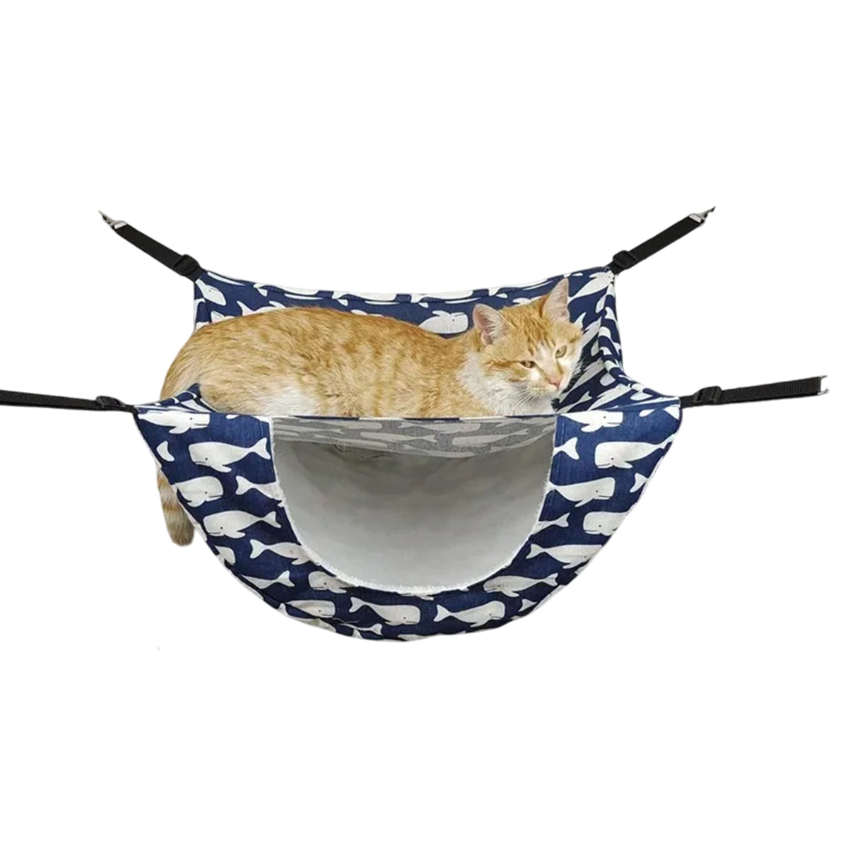 Cat Hammock Hanging Bed Cage Nest Soft Pet House Basket Cat Sleeping Supplies - Sea Blue Checkered V528-CAT-HOUSE-HLFG-204921