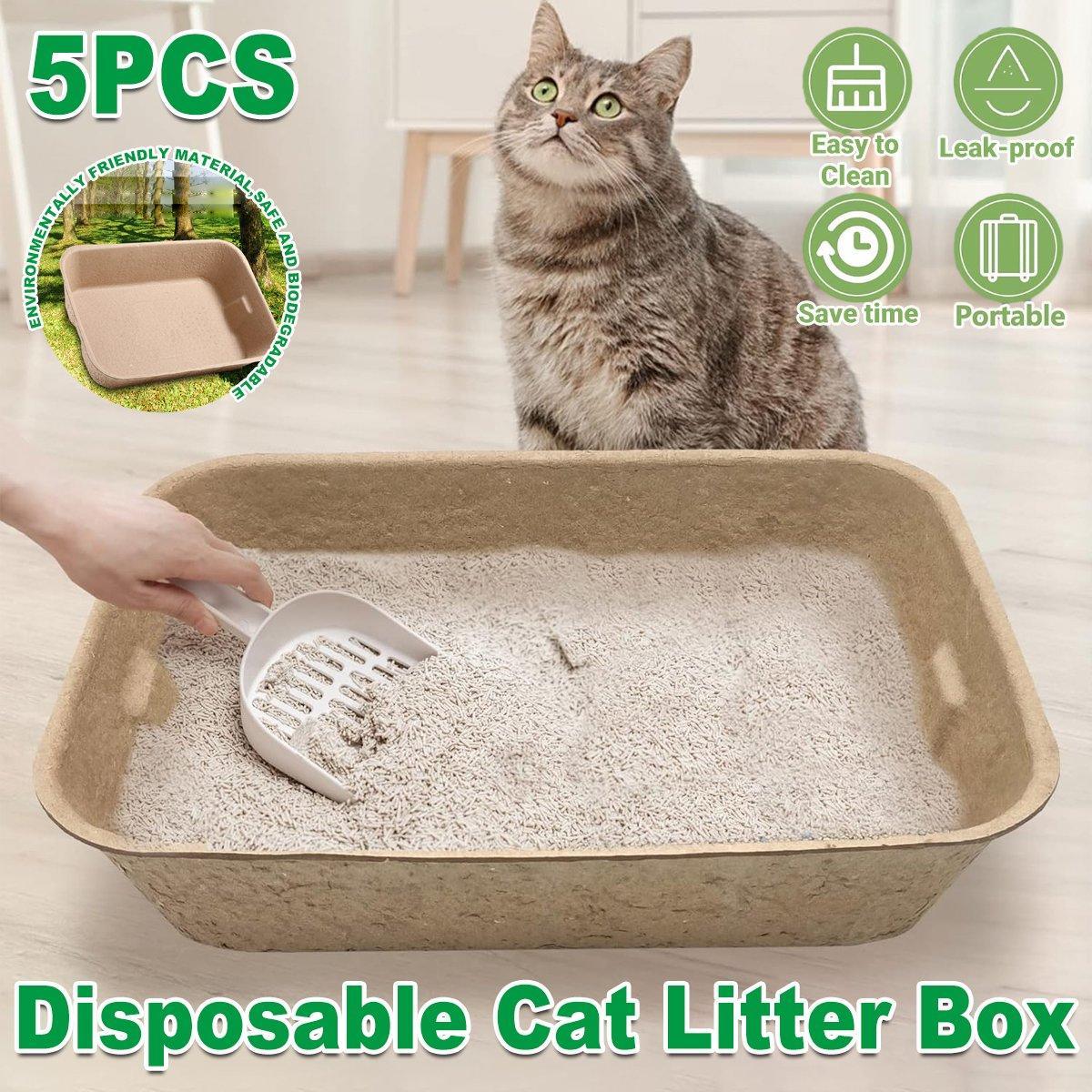 5pcs Disposable Cat Litter Pan Open Design Easy Clean Litter Box Pet Cleaning V528-CAT-LITTER-BOX-5PCS-347203