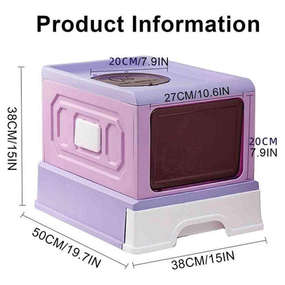 Folding Enclosed Cat Litter Box Foldable Drawer Toilet Anti-Splash Pet Supplies - Blue V528-CAT-LITTER-BOX-BLUE-227656