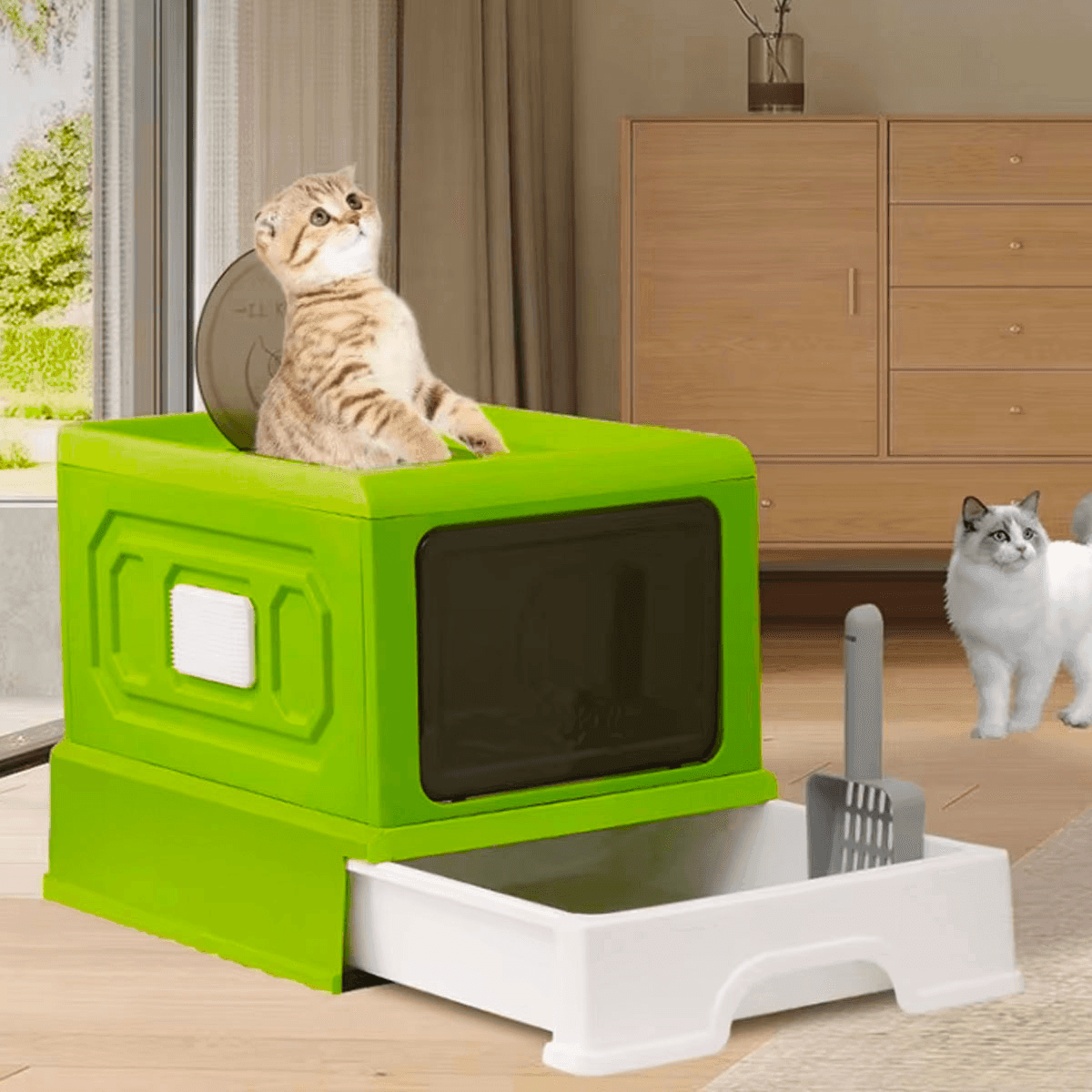 Folding Enclosed Cat Litter Box Foldable Drawer Toilet Anti-Splash Pet Supplies - Blue V528-CAT-LITTER-BOX-BLUE-227656