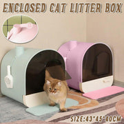 Fully Enclosed Cat Litter Pan Large Litter Box with Drawer Cat Toilet Tray - Green V528-CAT-LITTER-BOX-GREEN-178492
