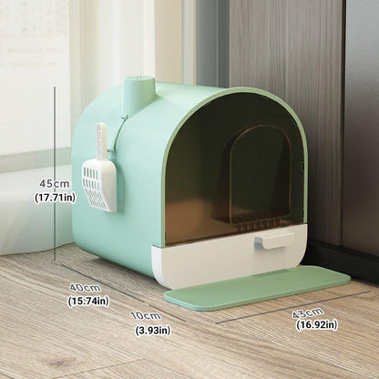 Fully Enclosed Cat Litter Pan Large Litter Box with Drawer Cat Toilet Tray - Green V528-CAT-LITTER-BOX-GREEN-178492