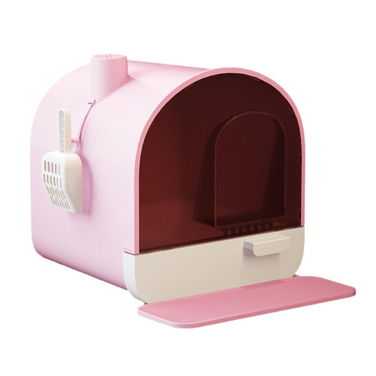 Fully Enclosed Cat Litter Pan Large Litter Box with Drawer Cat Toilet Tray - Green V528-CAT-LITTER-BOX-GREEN-178492