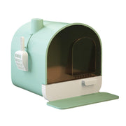 Fully Enclosed Cat Litter Pan Large Litter Box with Drawer Cat Toilet Tray - Green V528-CAT-LITTER-BOX-GREEN-178492
