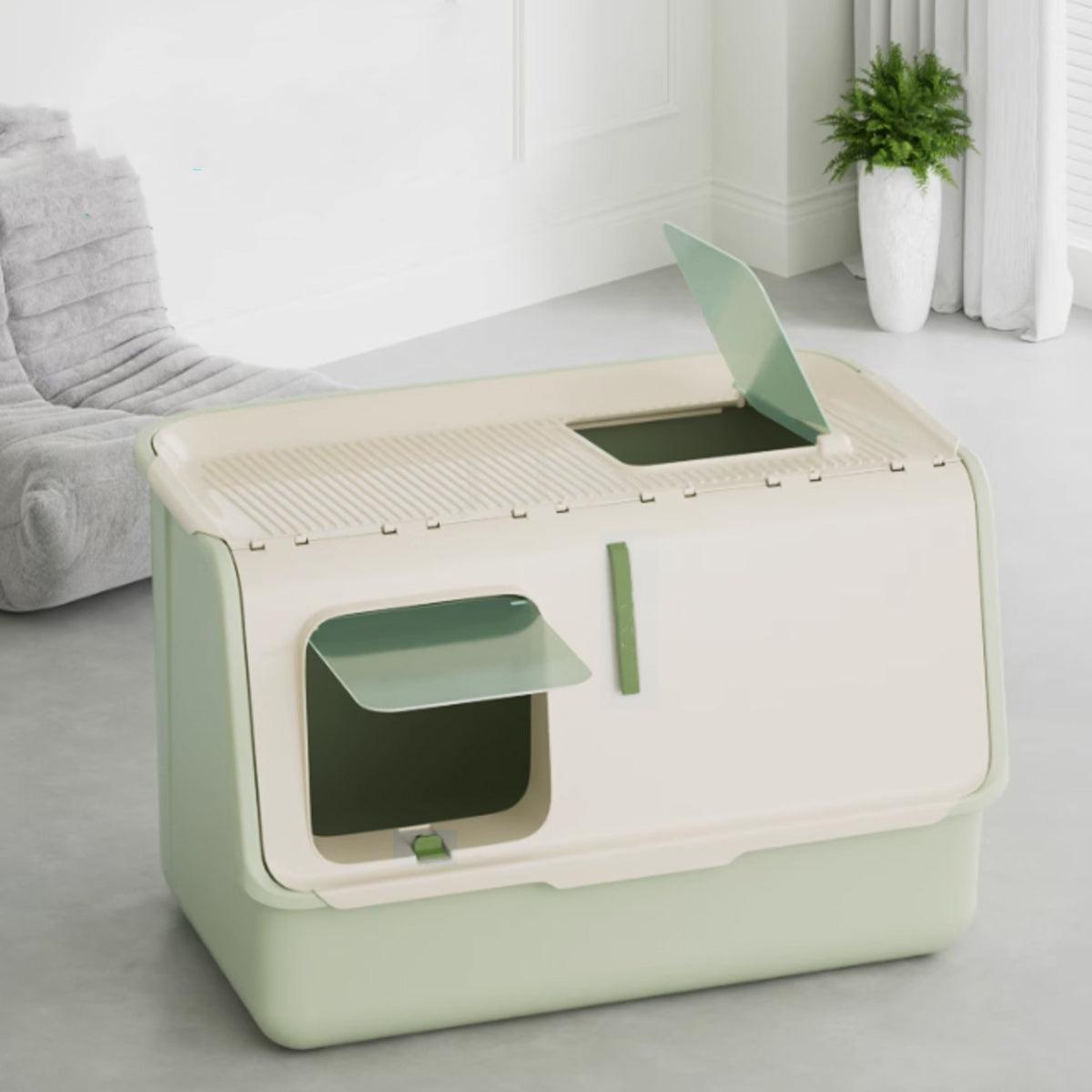 Large Fully Enclosed Cat Litter Box with Lid Odor Control Litter Pan for Cats - Green V528-CAT-LITTER-BOX-GREEN-228064
