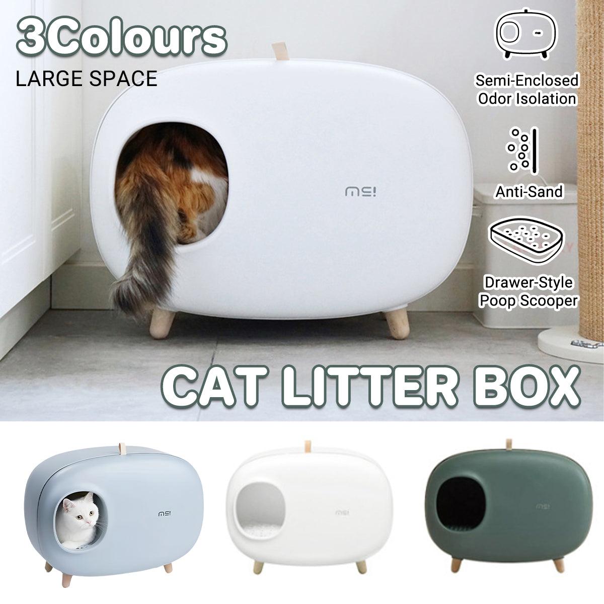 Cat Litter Box Semi-closed Cat Supplies Cat Toilet Drawer Large Cat Litter Box - Green V528-CAT-LITTER-BOX-GREEN-245266