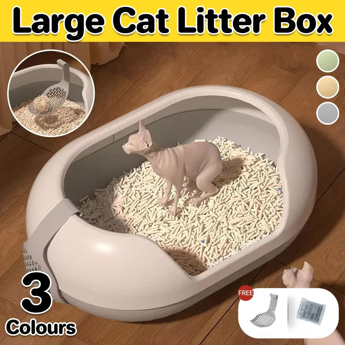 Large Semi Closed Cat Litter Box Covered Litter Pan for Cats Easy Clean Design - Green V528-CAT-LITTER-BOX-GREEN-947326