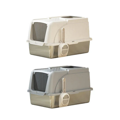 Durable Stainless Steel Cat Litter Box Pan Pet Toilet Odor Control Tray Large - Grey V528-CAT-LITTER-BOX-GREY-742557