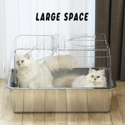 Durable Stainless Steel Cat Litter Box Pan Pet Toilet Odor Control Tray Large - Grey V528-CAT-LITTER-BOX-GREY-742557