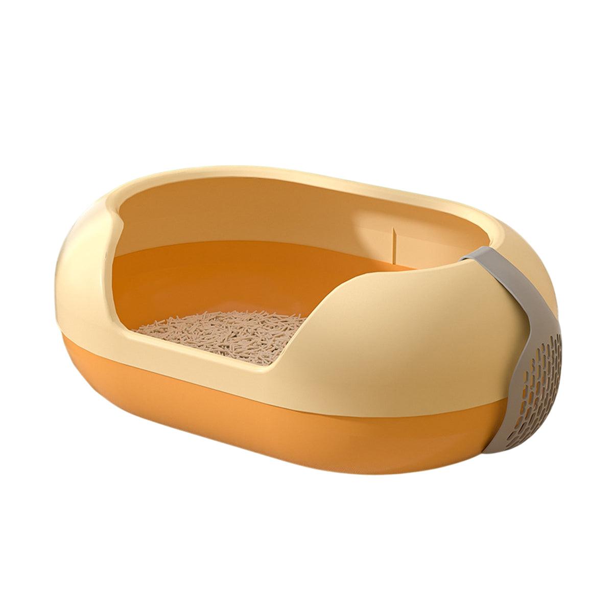 Large Semi Closed Cat Litter Box Covered Litter Pan for Cats Easy Clean Design - Orange V528-CAT-LITTER-BOX-ORANGE-685478