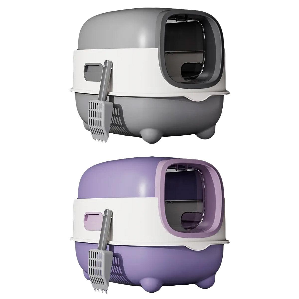 Large Fully Enclosed Cat Litter Box Lift Lid Odour Control Easy Clean Kitty - Purple V528-CAT-LITTER-BOX-PURPLE-318530