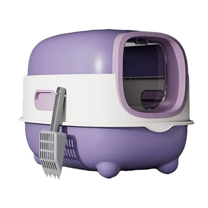 Large Fully Enclosed Cat Litter Box Lift Lid Odour Control Easy Clean Kitty - Purple V528-CAT-LITTER-BOX-PURPLE-318530