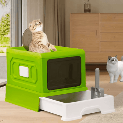 Folding Enclosed Cat Litter Box Foldable Drawer Toilet Anti-Splash Pet Supplies - Purple V528-CAT-LITTER-BOX-PURPLE-790325