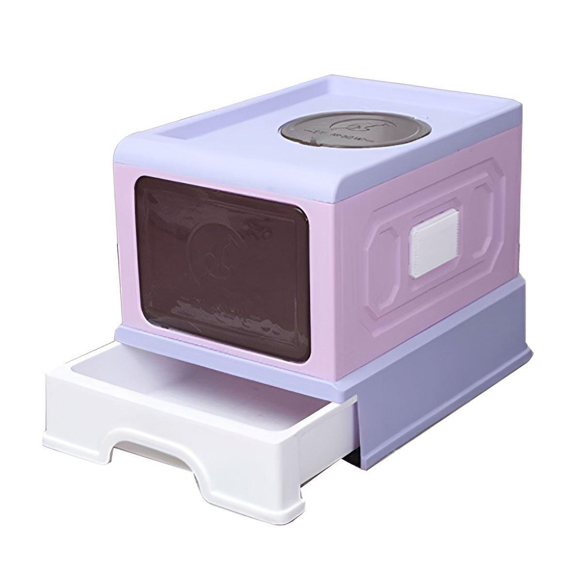 Folding Enclosed Cat Litter Box Foldable Drawer Toilet Anti-Splash Pet Supplies - Purple V528-CAT-LITTER-BOX-PURPLE-790325