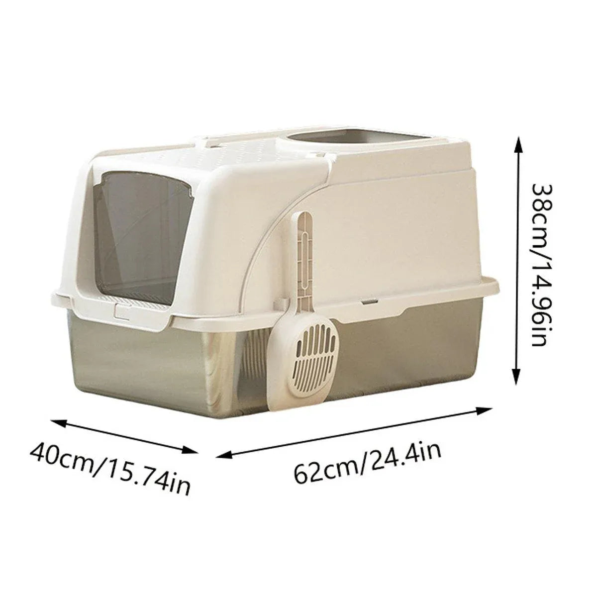 Durable Stainless Steel Cat Litter Box Pan Pet Toilet Odor Control Tray Large - White V528-CAT-LITTER-BOX-WHITE-673805