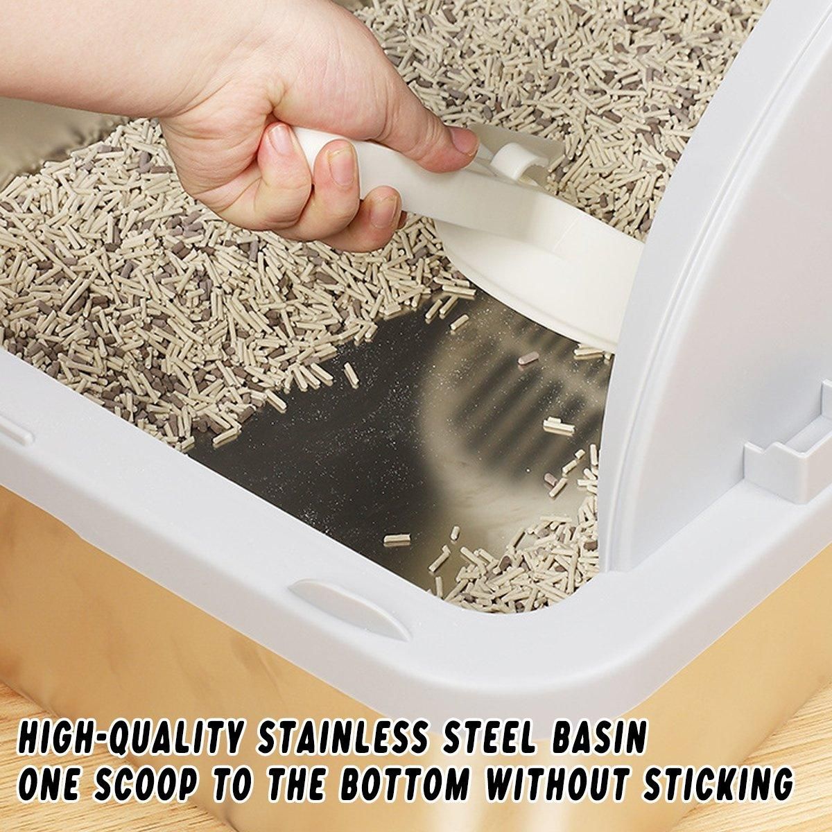 Durable Stainless Steel Cat Litter Box Pan Pet Toilet Odor Control Tray Large - White V528-CAT-LITTER-BOX-WHITE-673805