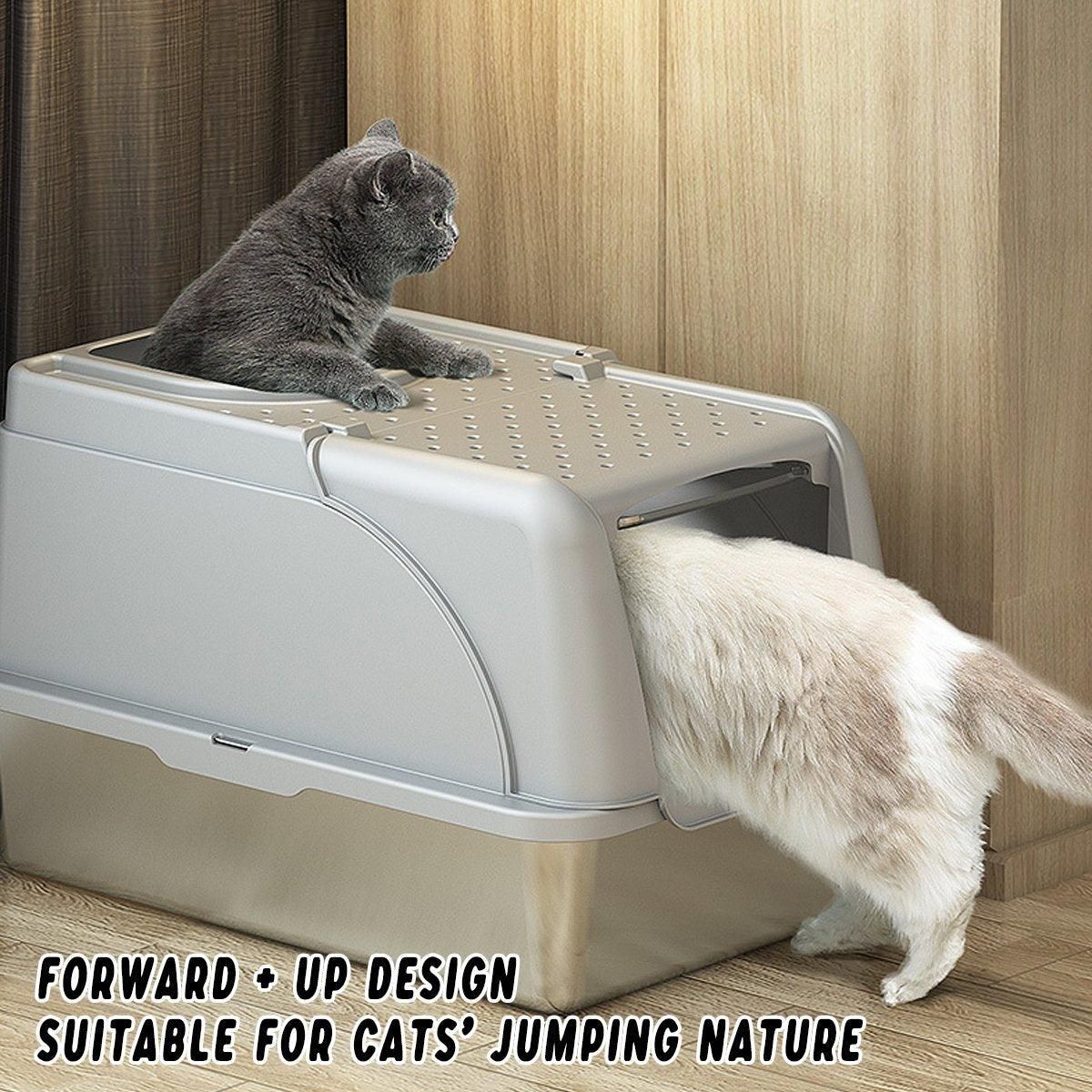 Durable Stainless Steel Cat Litter Box Pan Pet Toilet Odor Control Tray Large - White V528-CAT-LITTER-BOX-WHITE-673805