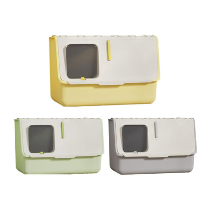 Large Fully Enclosed Cat Litter Box with Lid Odor Control Litter Pan for Cats - Yellow V528-CAT-LITTER-BOX-YELLOW-192046