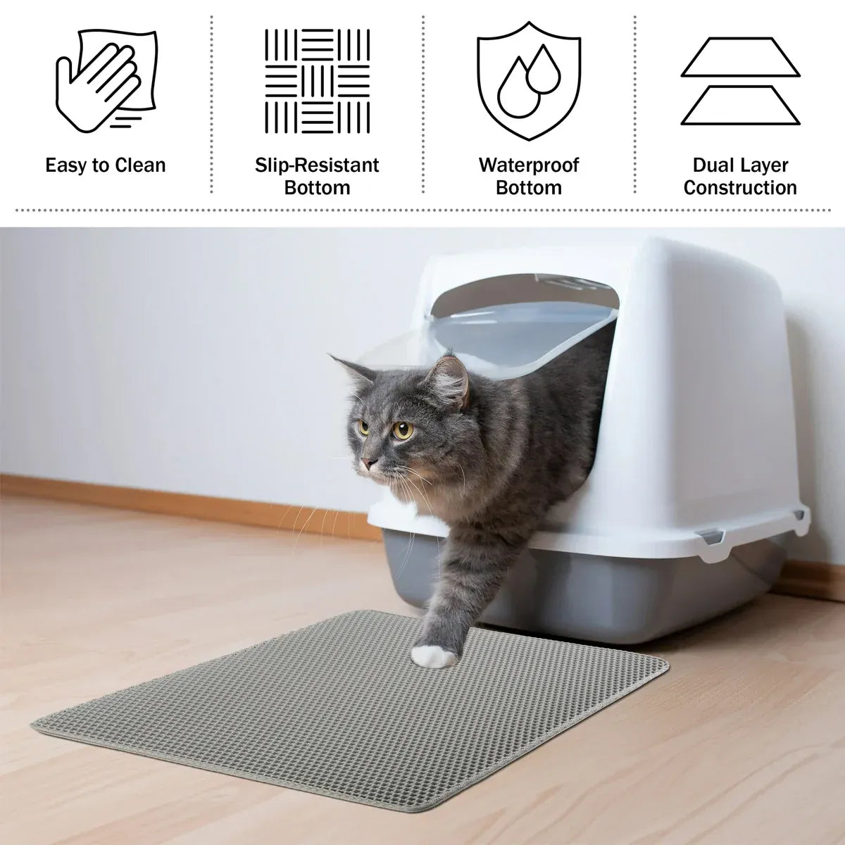 Washable Cat Litter Pad Waterproof Mat Reusable Pet Pee Training Pad Litter Box - 30x47cm V528-CAT-LITTER-MAT-30-47CM-767845