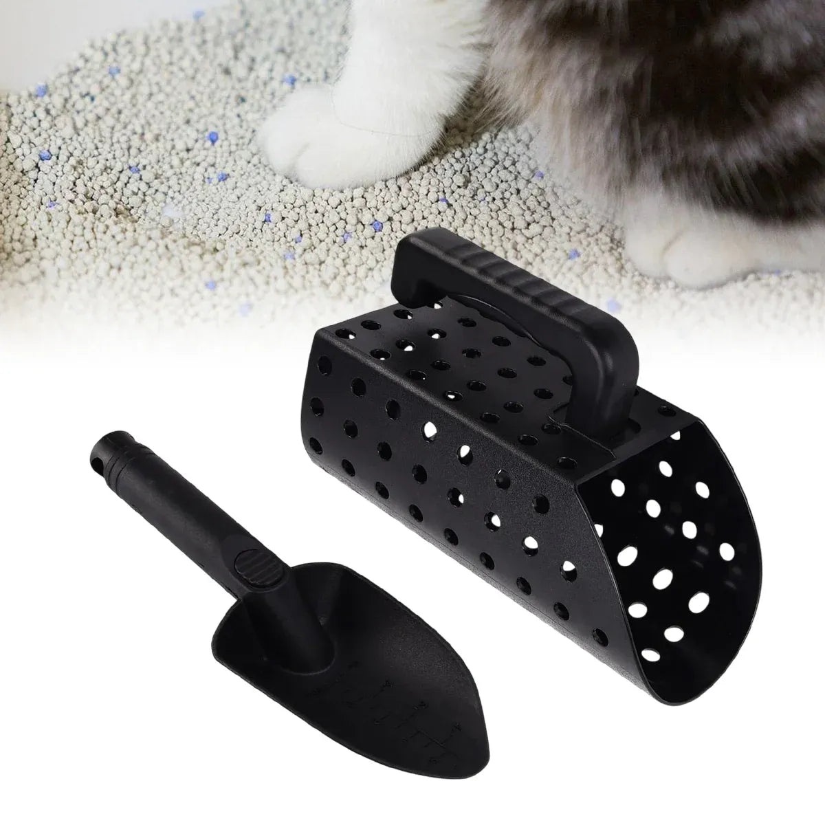 2PCS Cat Litter Scoop Durable Plastic Cleaning Shovel Kitty Box Waste Removal V528-CAT-LITTER-SCOOP-SET-738951