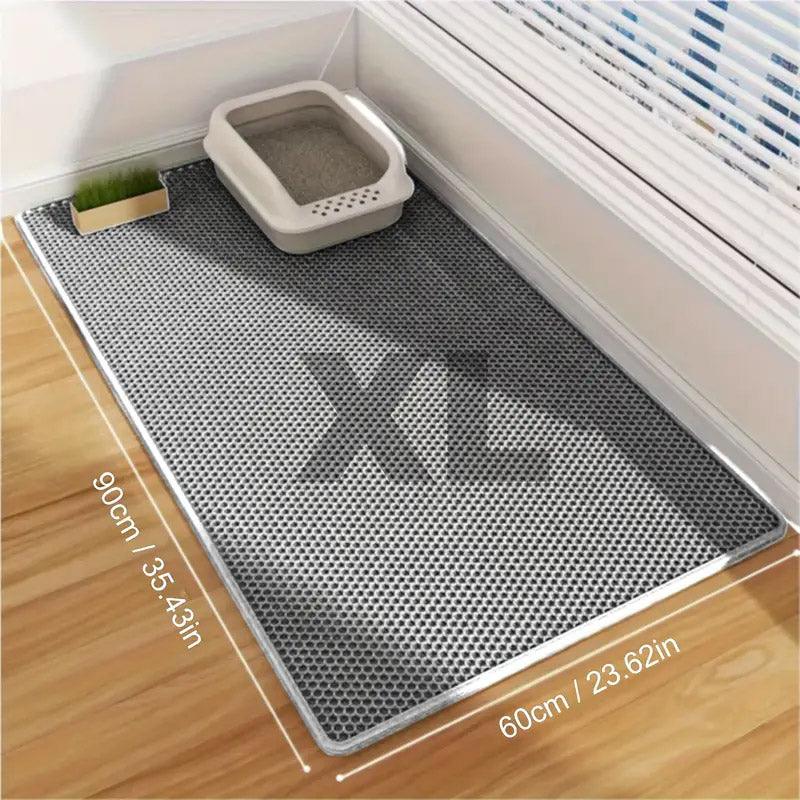 Large Double Layer Litter Mat Waterproof Non Slip Cat Trapping Pad Easy to Clean - 75x55cm V528-CAT-MAT-GREY-75X55-101128
